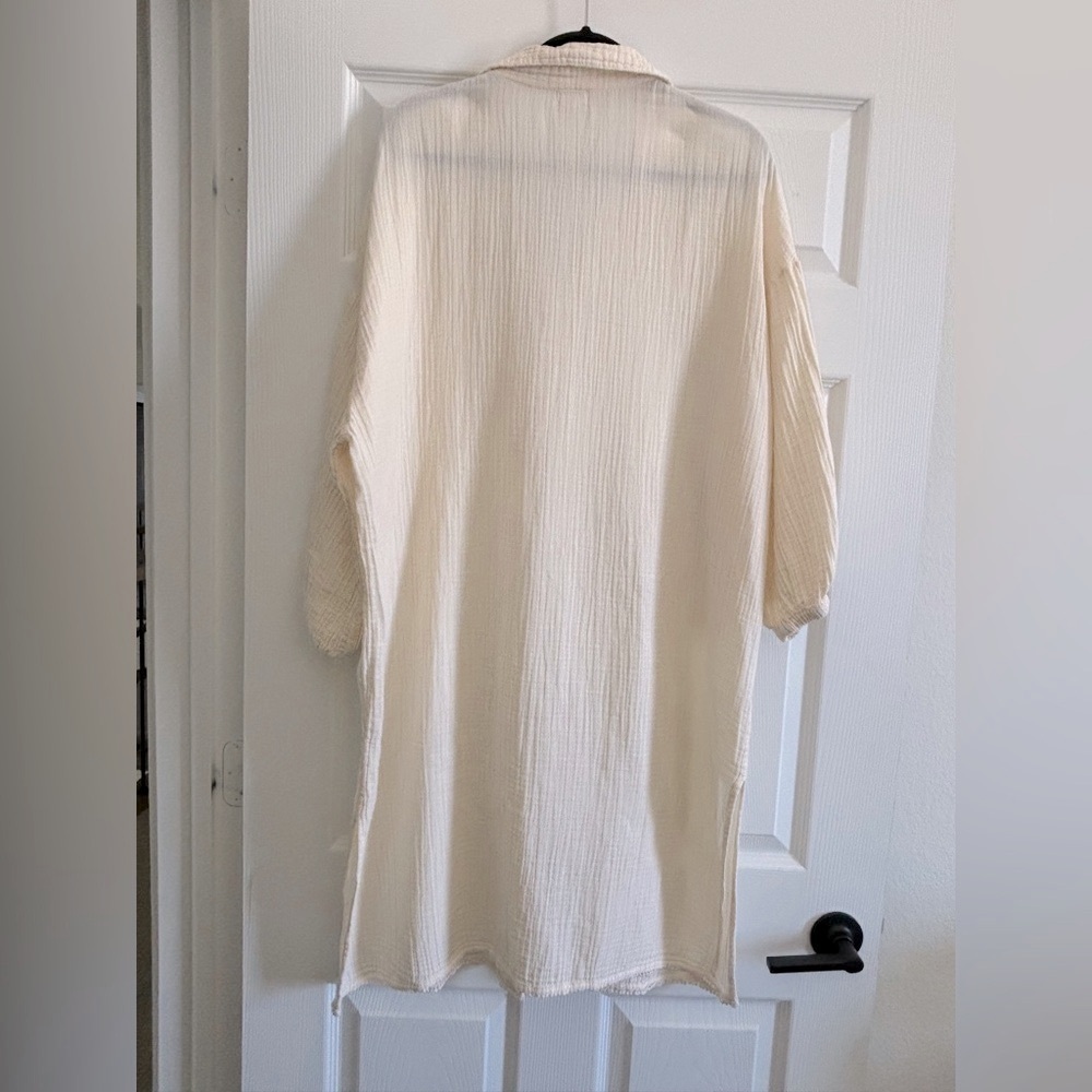 Kensie Cream Textured Shirt Dress - Picture 2 of 4